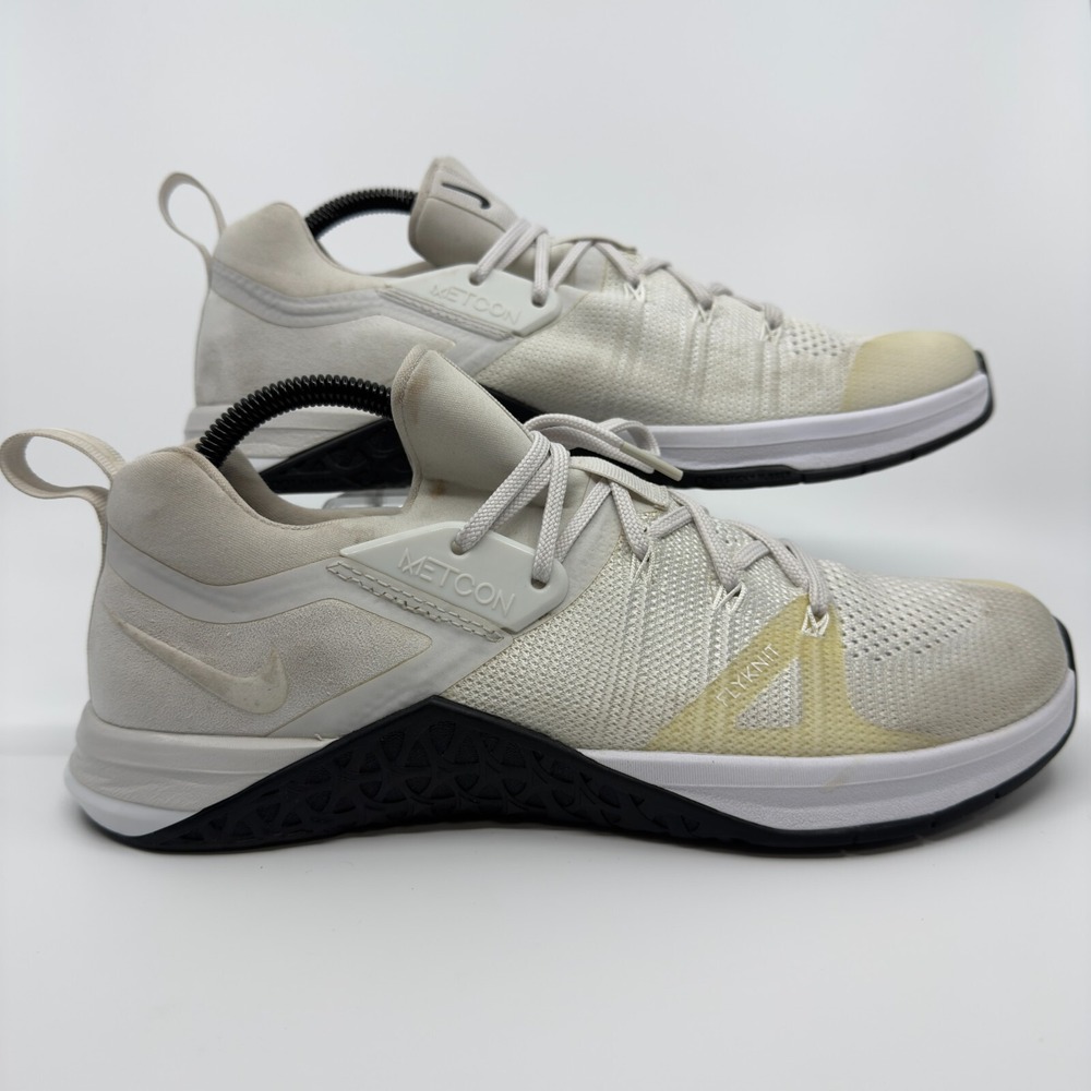 Nike Metcon Flyknit 3 Womens 11 Gym Training Shoe‎ White Black Low Lace Sneaker
